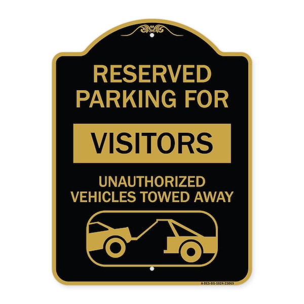 Signmission Reserved Parking for Visitors Unauthorized Vehicles Towed Away With Tow Away Graphic, BG-1824-23069 A-DES-BG-1824-23069 - main